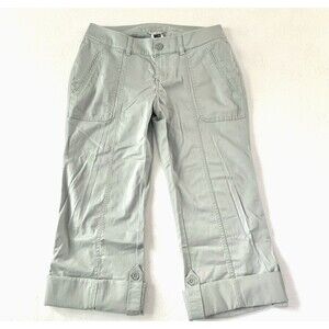 The North Face Womens Cargo Capri Pants 6 Gray Roll Cuffs Cropped Cotton Hiking